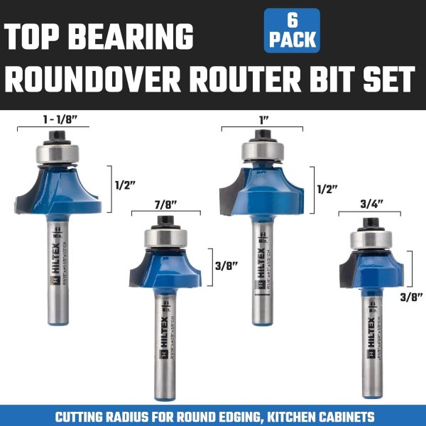 Hiltex Roundover Router Bits Tungsten Carbide Woodworking-1