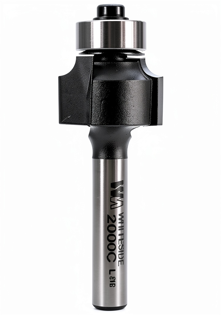 'Whiteside roundover router bit in use on a wooden board'