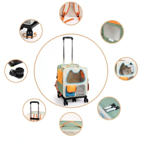 Pvppy Sesaii WB-1 Cat Carrier 4-in-1 Hard‑Sided Backpack with Wheels-4