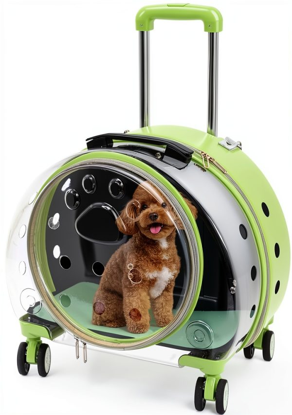 Rolling Cat Carrier Wawuwao Acrylic Travel Bag-8