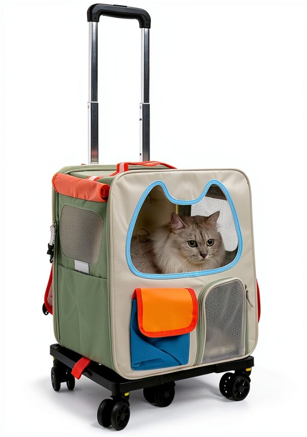 Pvppy Sesaii WB-1 Cat Carrier 4-in-1 Hard‑Sided Backpack with Wheels-0