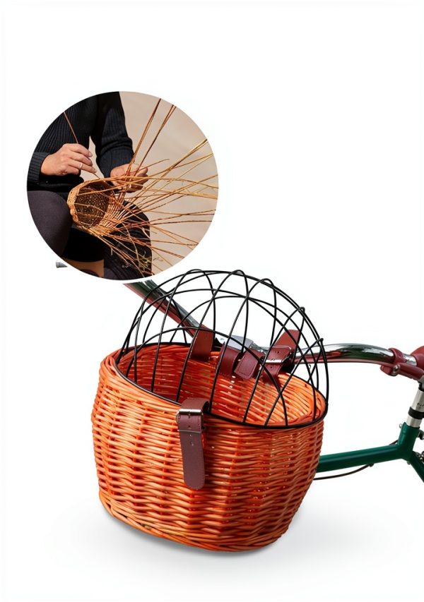 Rattan Cat Carrier SPYMINNPOO Hard Sided Basket with Metal Cover-4