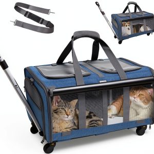 GJEASE Cat Hard Sided Carrier L Model Durable Ventilated Travel Crate-0