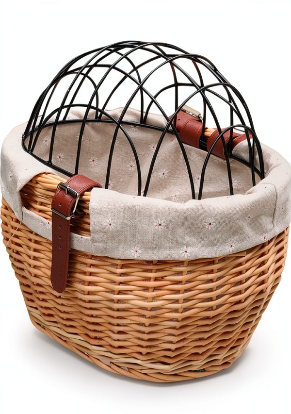 Rattan Cat Carrier SPYMINNPOO Hard Sided Basket with Metal Cover-0