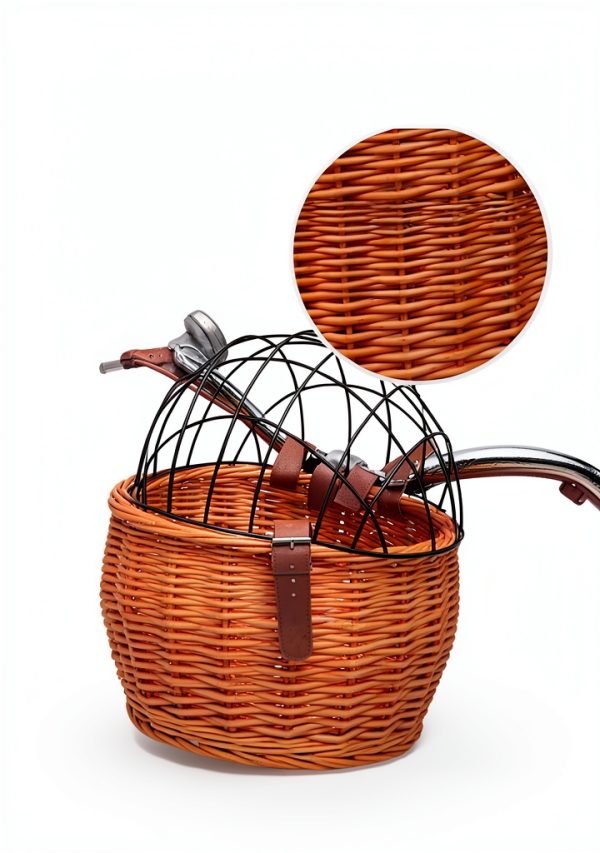 Rattan Cat Carrier SPYMINNPOO Hard Sided Basket with Metal Cover-2