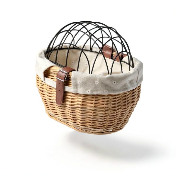 Rattan Cat Carrier SPYMINNPOO Hard Sided Basket with Metal Cover-5