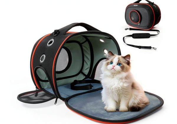 Moysoon Airline Approved Cat Carrier OT24024BO Adjustable Black/Orange-0
