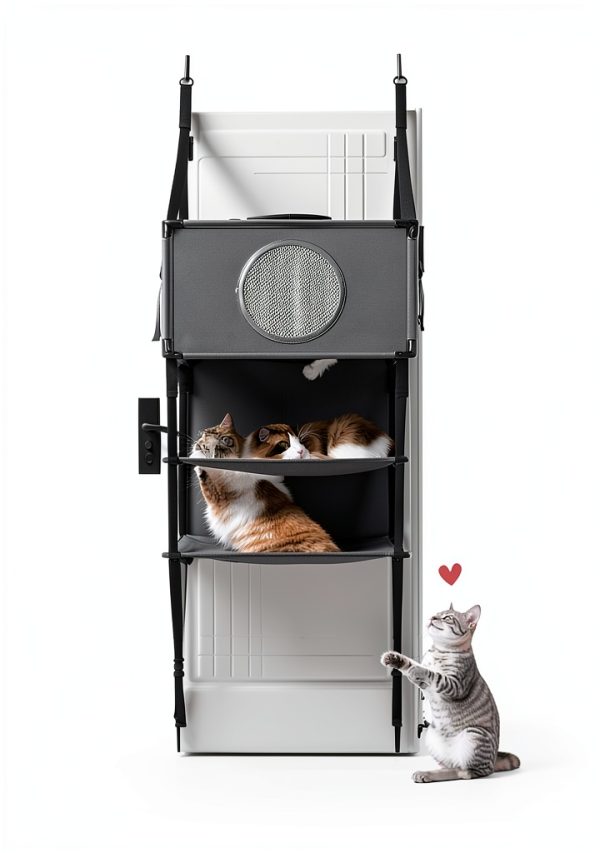 Pet Carrier Pleker 4-in-1 Cat Tree Tower with Door Hanging-1