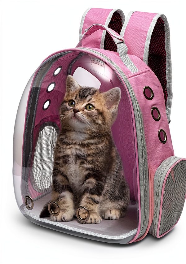 Large Cat Backpack Carrier Vivicreate Transparent Bubble Design Pink-1