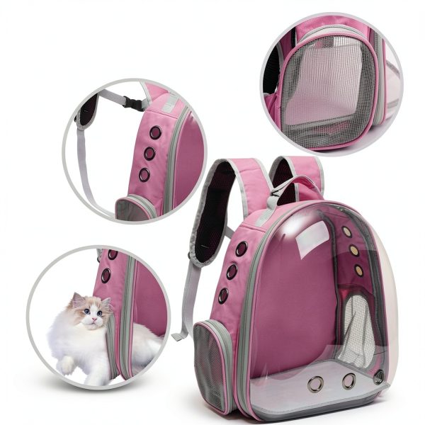 Large Cat Backpack Carrier Vivicreate Transparent Bubble Design Pink-4
