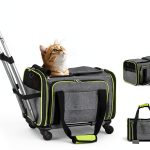 Cat Carrier with Wheels by Feestars Spacious Case for Cats and Dogs-0