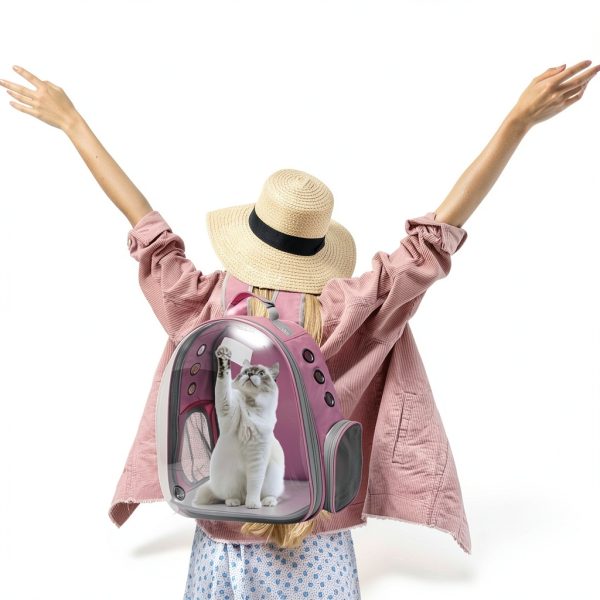 Large Cat Backpack Carrier Vivicreate Transparent Bubble Design Pink-5