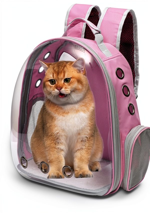 Large Cat Backpack Carrier Vivicreate Transparent Bubble Design Pink-0