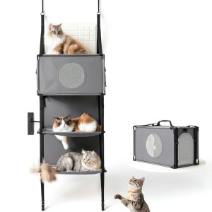 Pet Carrier Pleker 4-in-1 Cat Tree Tower with Door Hanging-0