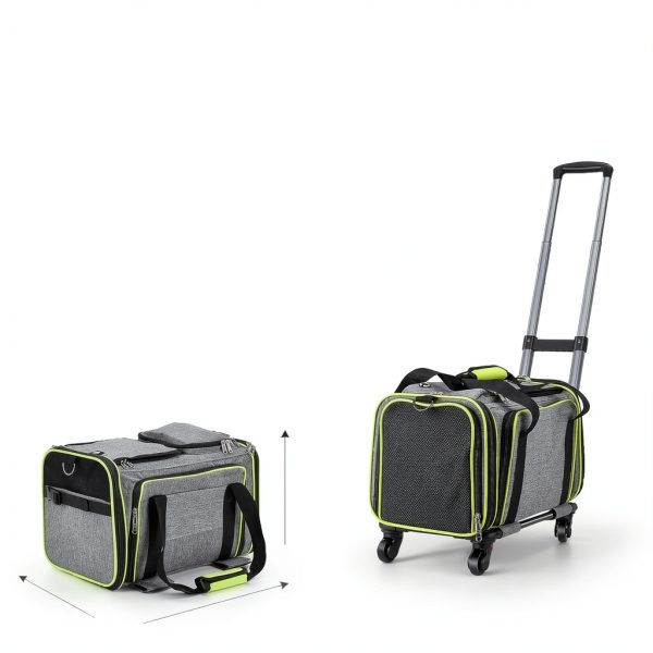 Cat Carrier with Wheels by Feestars Spacious Case for Cats and Dogs-1