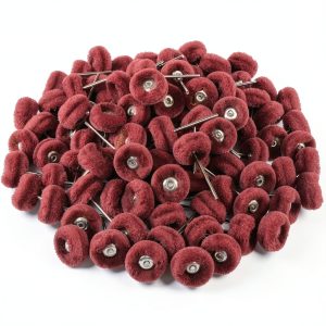 100pcs 1" Abrasive Buffing Wheels for Rotary Tools, Red 320# with-0
