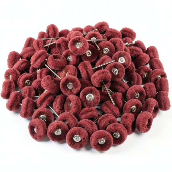 100pcs 1" Abrasive Buffing Wheels for Rotary Tools, Red 320# with-0