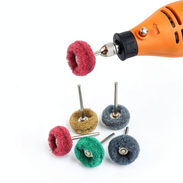 100pcs 1" Abrasive Buffing Wheels for Rotary Tools, Red 320# with-3